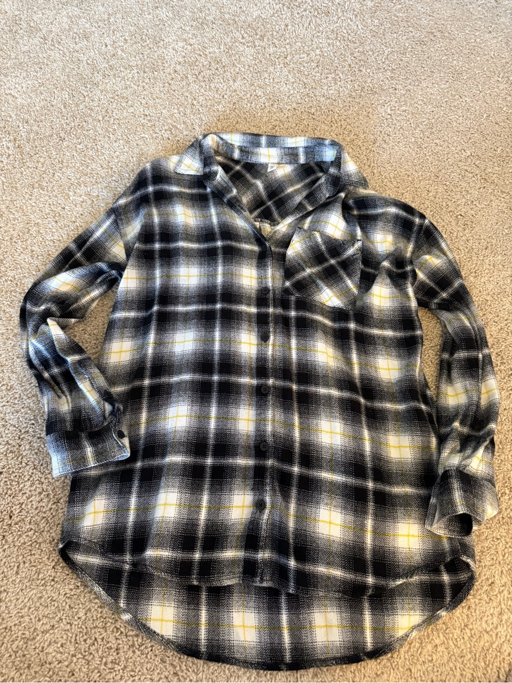 Nordstrom bp Black White and Yellow Plaid Oversized Button-Up Shirt